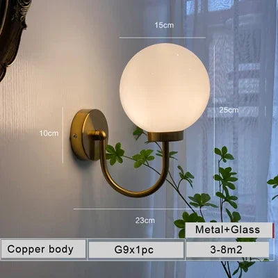 Elegant and modern chrome and milky glass wall light - vue 8 sur 8