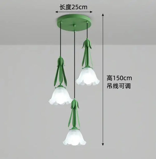 3-head milk white glass LED pendant chandelier - vue 9 sur 12
