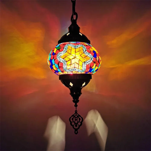 Mediterranean style stained glass pendant light romantic bohemian lighting - vue 13 sur 16