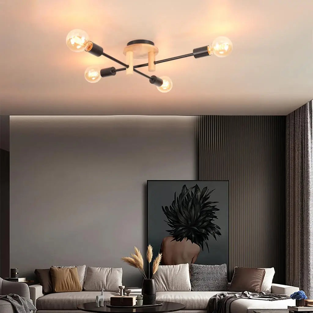 Modern wooden chandelier for indoor decoration - vue 5 sur 9
