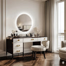 round mirror with backlit LED touchscreen anti-fog wall mounting