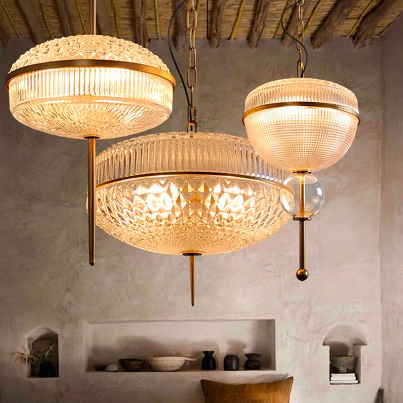 Creative champagne glass and gold metal pendant light 3000k - vue 2 sur 10