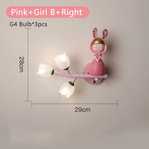 Led g4 wall light girl rabbit flower for children - vue 14 sur 22