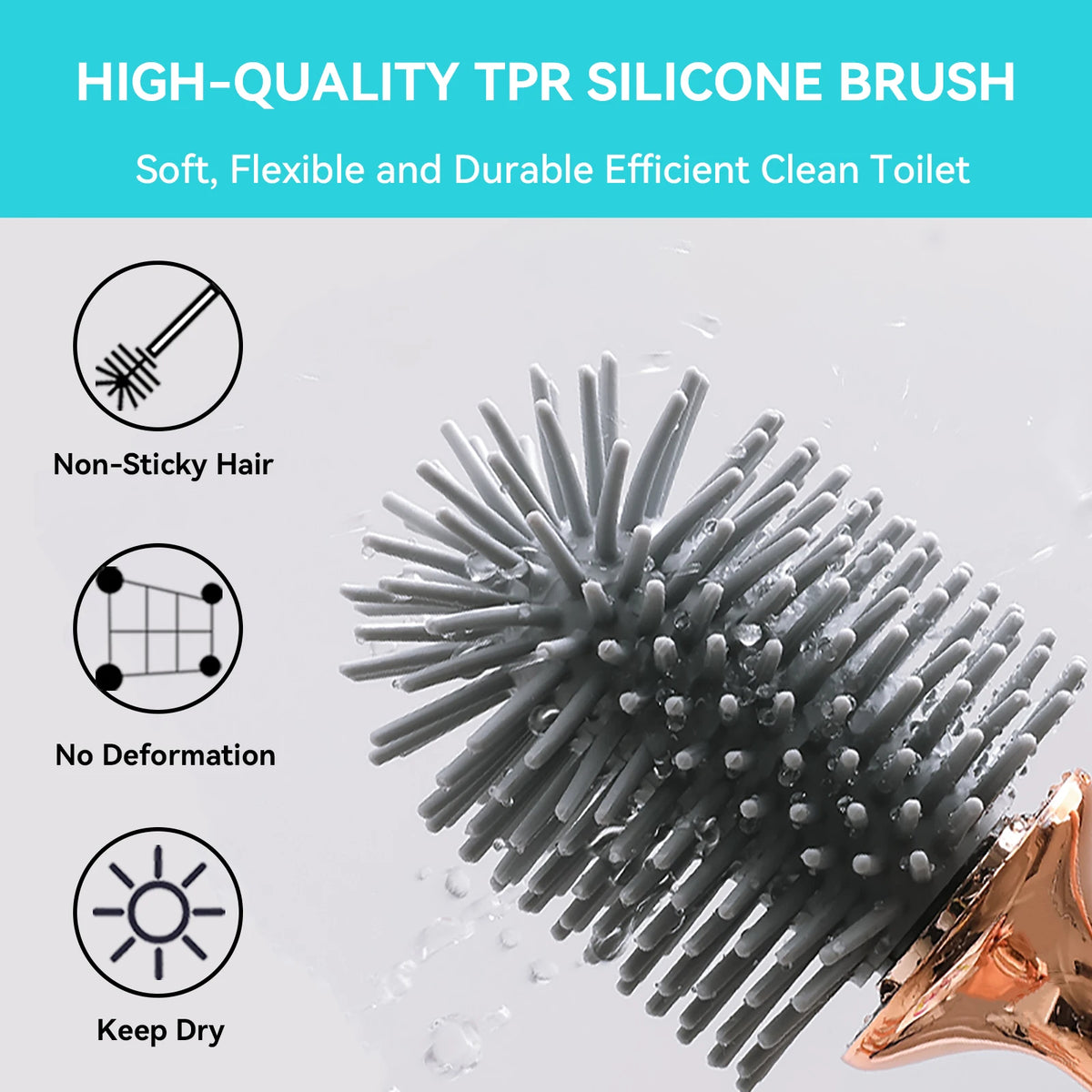 silicone brush with holder for modern and durable cleaning - vue 5 sur 8