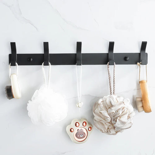 crochets modernes pour porte-serviettes muraux en aluminium noir - vue 4 sur 14