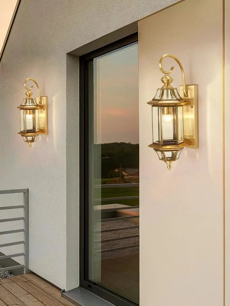 Elegant waterproof copper LED outdoor wall light