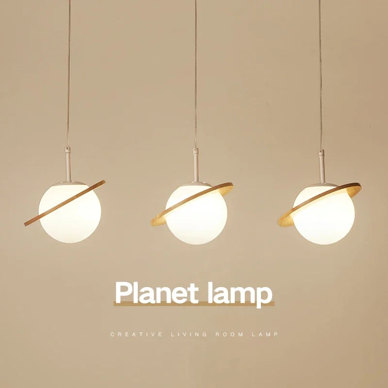 Creative wooden table lamp with decorative white ball for interiors