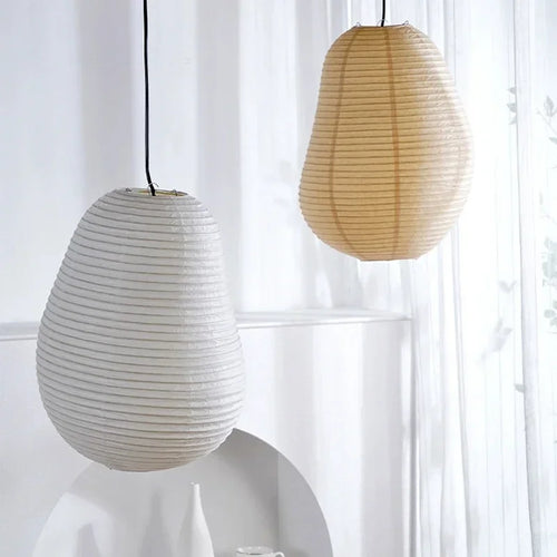 Wabi sabi Japanese style Isamu Noguchi decorative LED pendant light - vue 10 sur 9