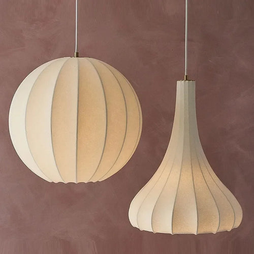 Wabi sabi silk pendant lamp for modern interior decor - vue 6 sur 14