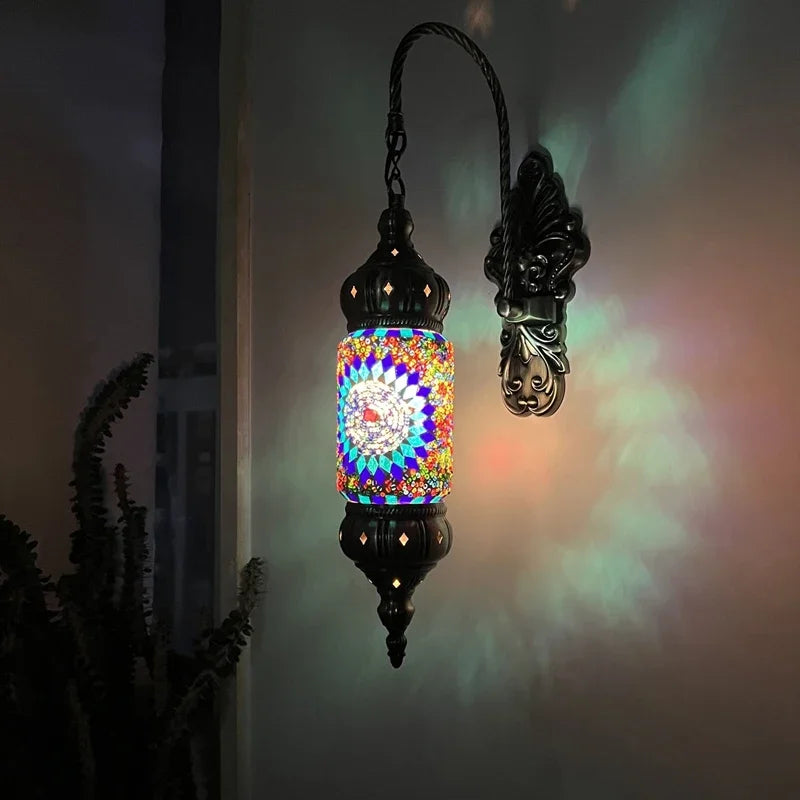 Mediterranean wall lights bohemian style retro mosaic LED