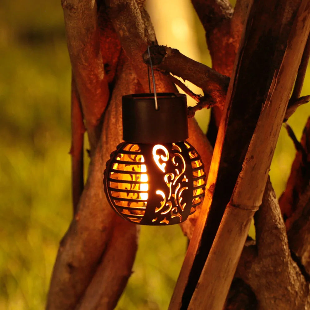 Solar LED flame effect bulb for outdoor garden and patio decor