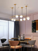 Modern creative orbit planet glass LED chandelier for café decor