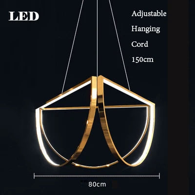 Modern geometric LED chandelier contemporary indoor lighting - vue 10 sur 11