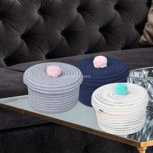 handwoven cotton basket for decorative storage - vue 6 sur 15