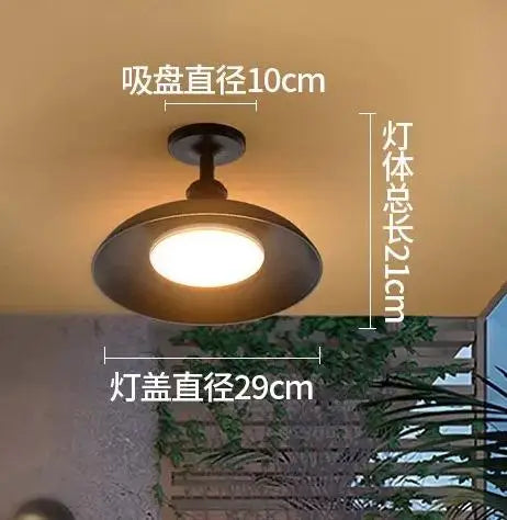 Retro UFO LED ceiling light for outdoor garden, balcony and courtyard lighting