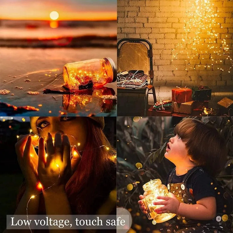 Led fairy lights with copper wire for festive and cosy decoration - vue 6 sur 14