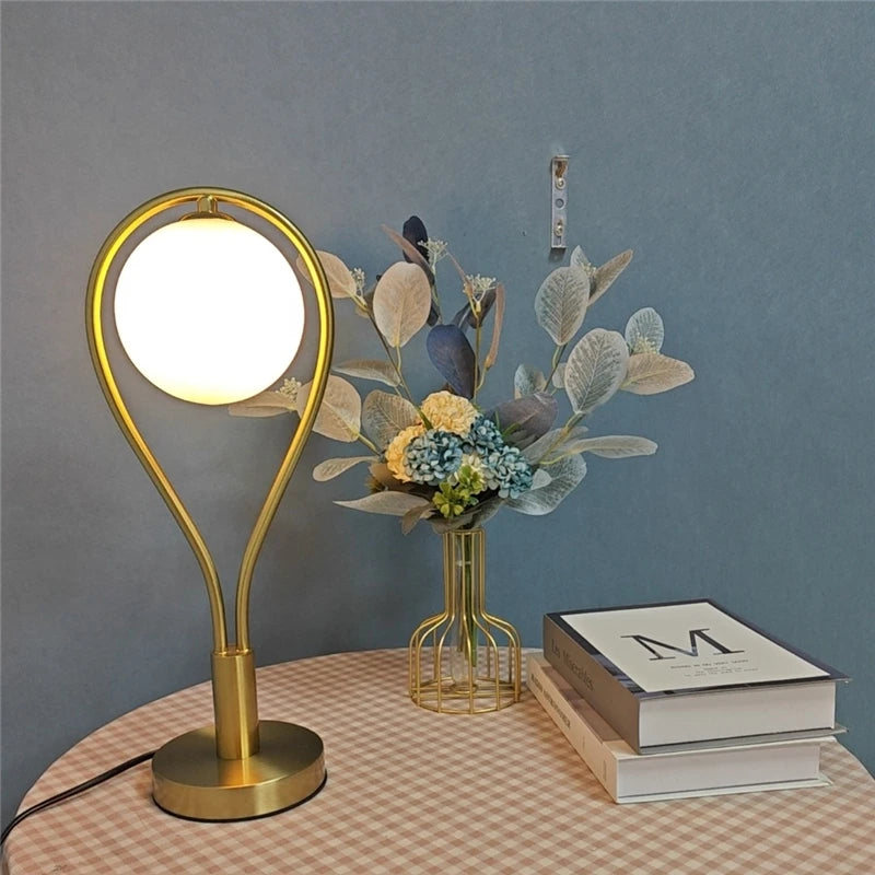 Artistic LED floor lamps with racquet shape and glass globe