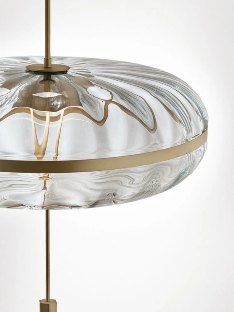 Nordic design circular glass chandelier for bars and restaurants - vue 5 sur 7