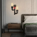 Antique style double head metal wall light for interior decoration