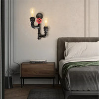 Antique style double head metal wall light for interior decoration