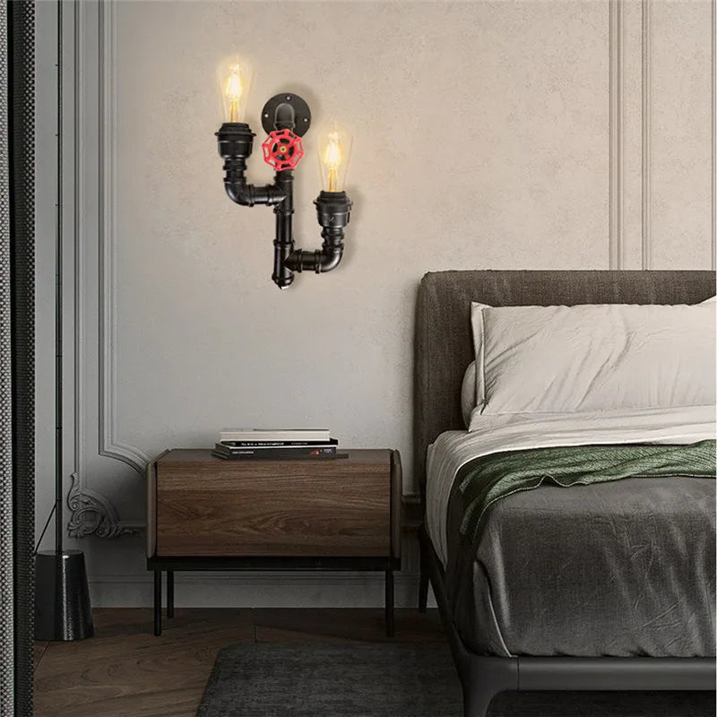 Antique style double head metal wall light for interior decoration