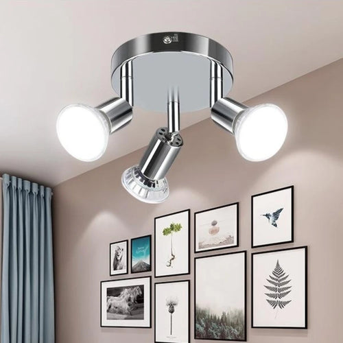 Triple spot ceiling light chrome shiny black gu10 - vue 5 sur 8