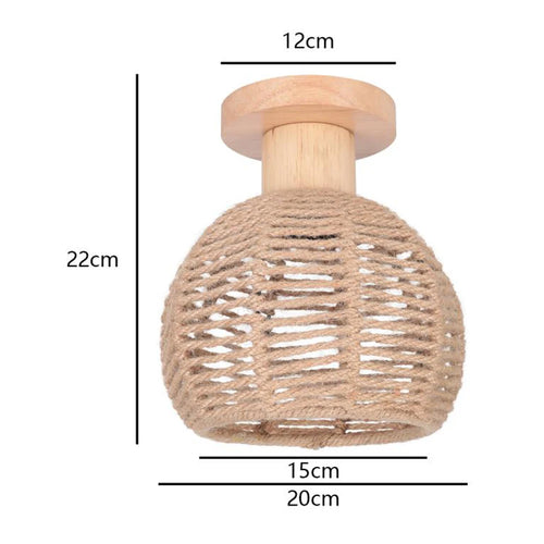 Retro metal ceiling light with hemp rope for vintage interiors - vue 14 sur 15