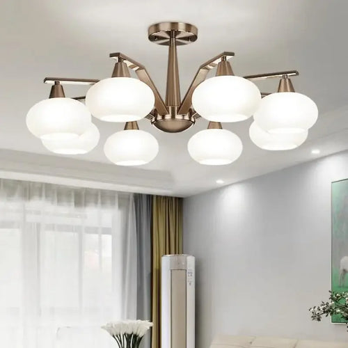 Modern metal chandelier with decorative LED lighting - vue 2 sur 12