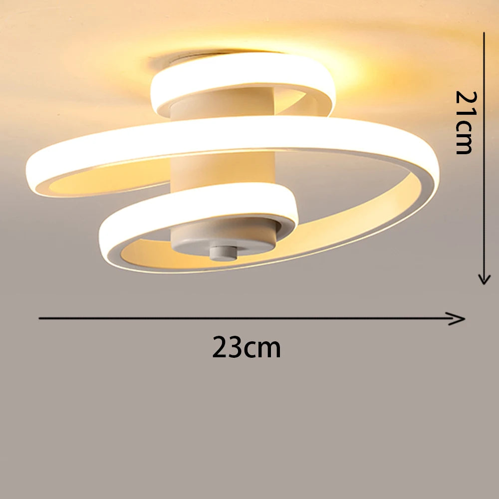modern spiral LED ceiling light for a minimalist interior - vue 8 sur 8