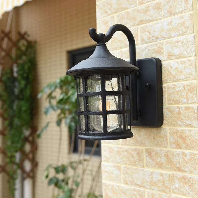 Rustic vintage iron LED wall light for indoor and outdoor use