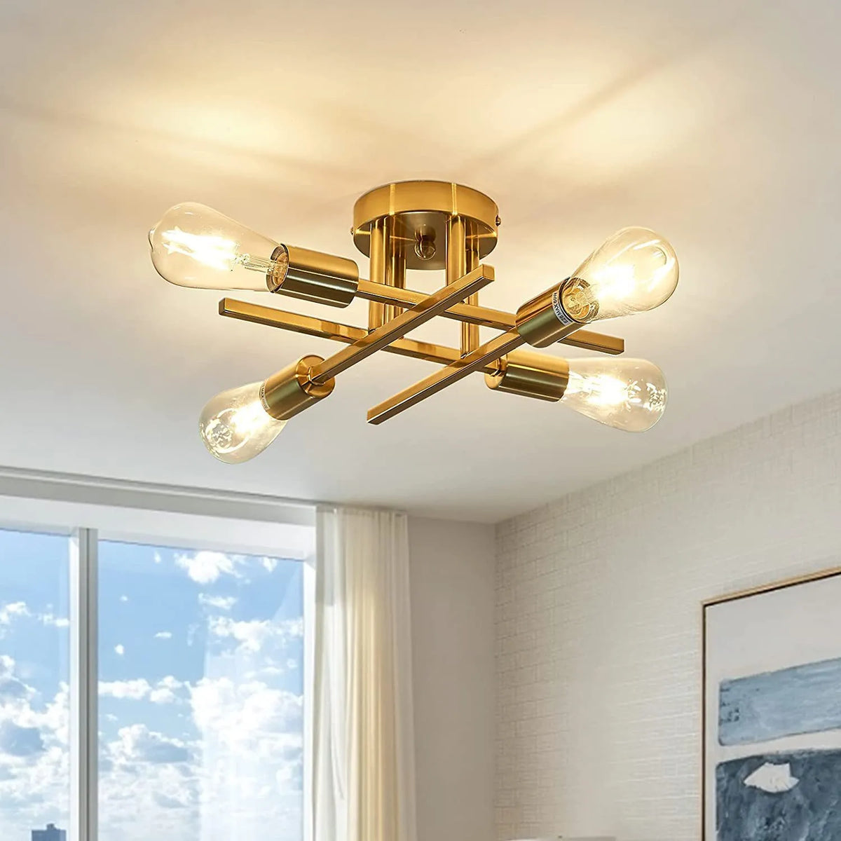 Nordic LED ceiling light black/gold iron
