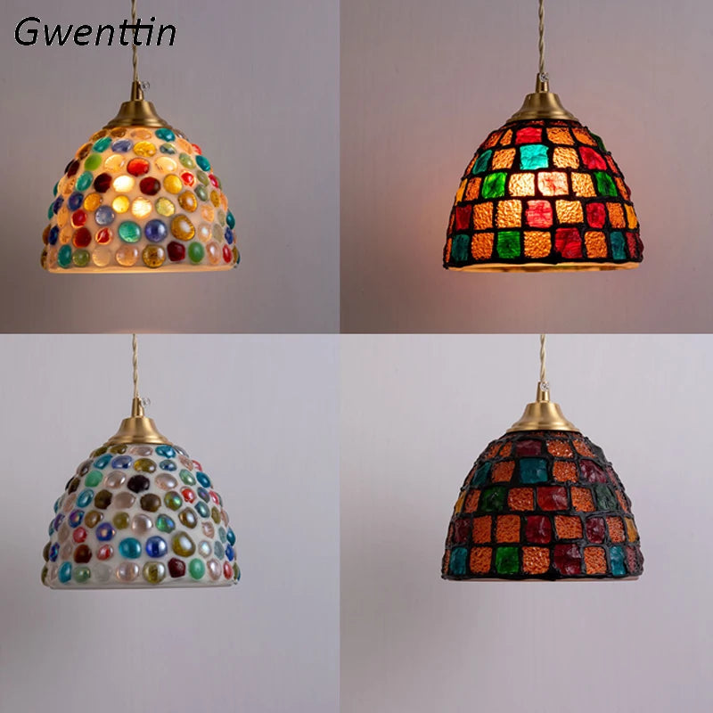 Mediterranean shell pendant light Tiffany style for interior decoration