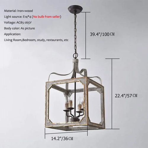 Retro solid wood chandelier in French American country style