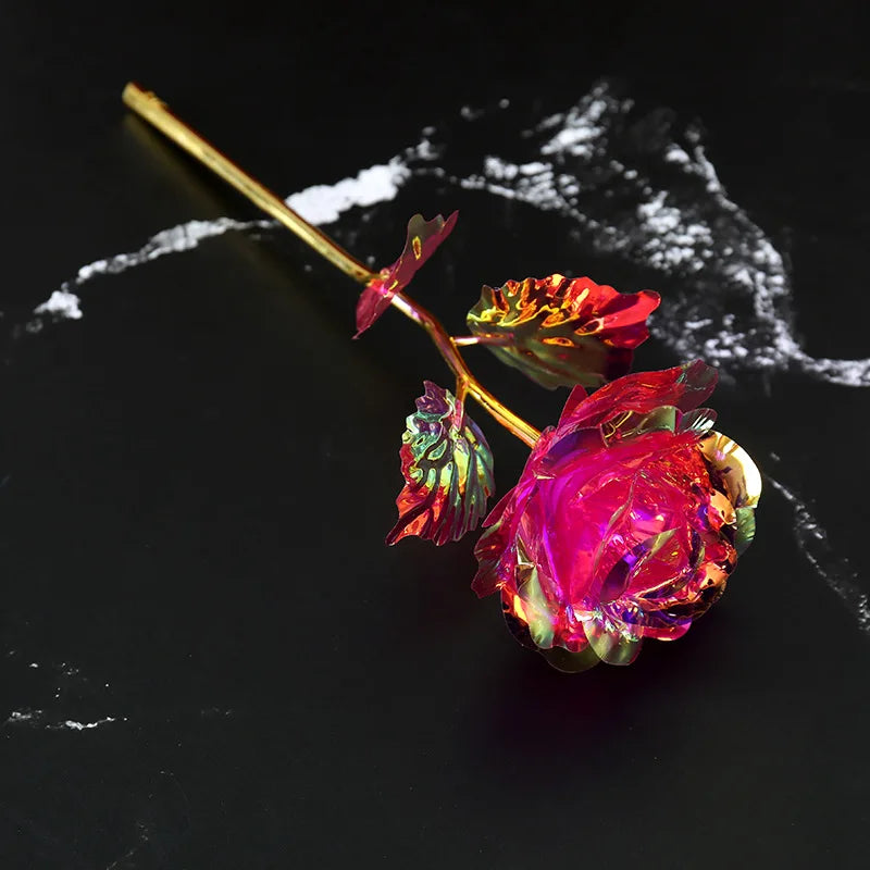Decorative golden metal artificial rose to give as a gift - vue 16 sur 19