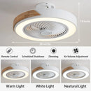 Wooden ceiling light with remote control and variable 3-colour LED
