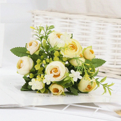 Silk artificial rose bouquet for elegant decor - vue 11 sur 10