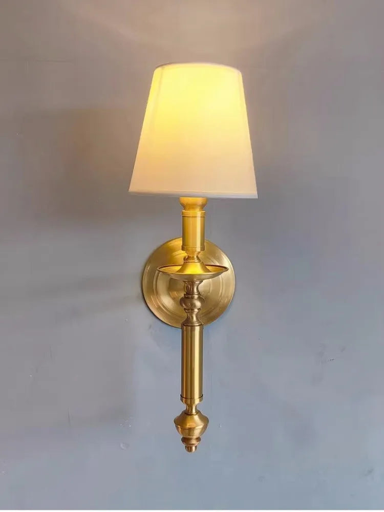 Antique LED wall light with fabric shade