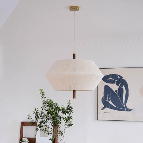 Nordic retro hemp rope and rattan LED pendant light - vue 5 sur 9