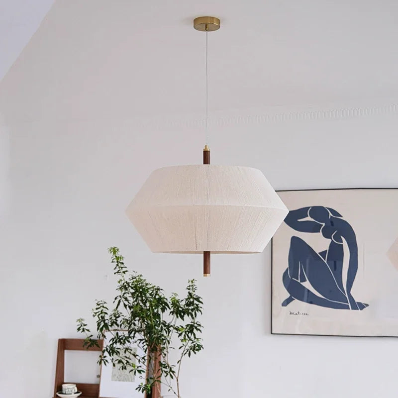 Nordic retro hemp rope and rattan LED pendant light - vue 4 sur 9