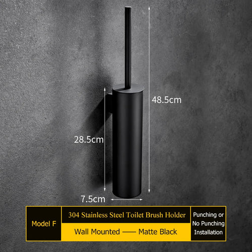 Wall-mounted stainless steel toilet brush holder for bathroom - vue 10 sur 14