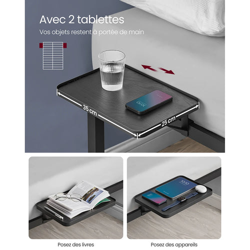 VASAGLE Double Bed Frame, Metal Bed Frame, with Bedside Shelves, Guest Bed Frame, for 140 x 200 cm Mattresses, Easy Assembly - vue 4 sur 7