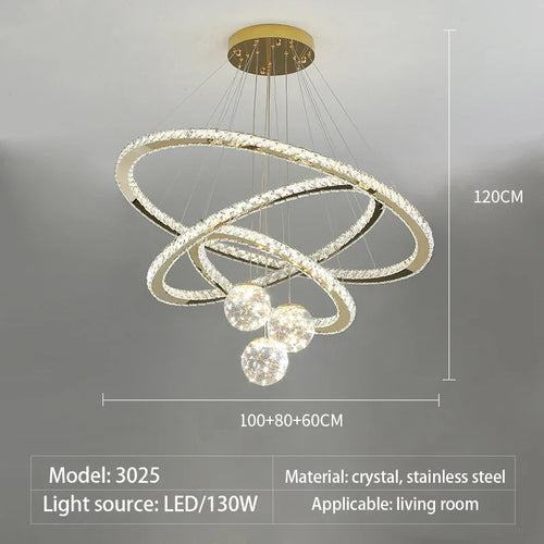 Modern crystal LED chandelier with gold star finish - vue 10 sur 13