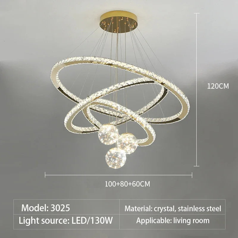 Modern crystal LED chandelier with gold star finish - vue 9 sur 13