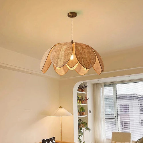 Japanese rattan petal pendant light - vue 4 sur 12