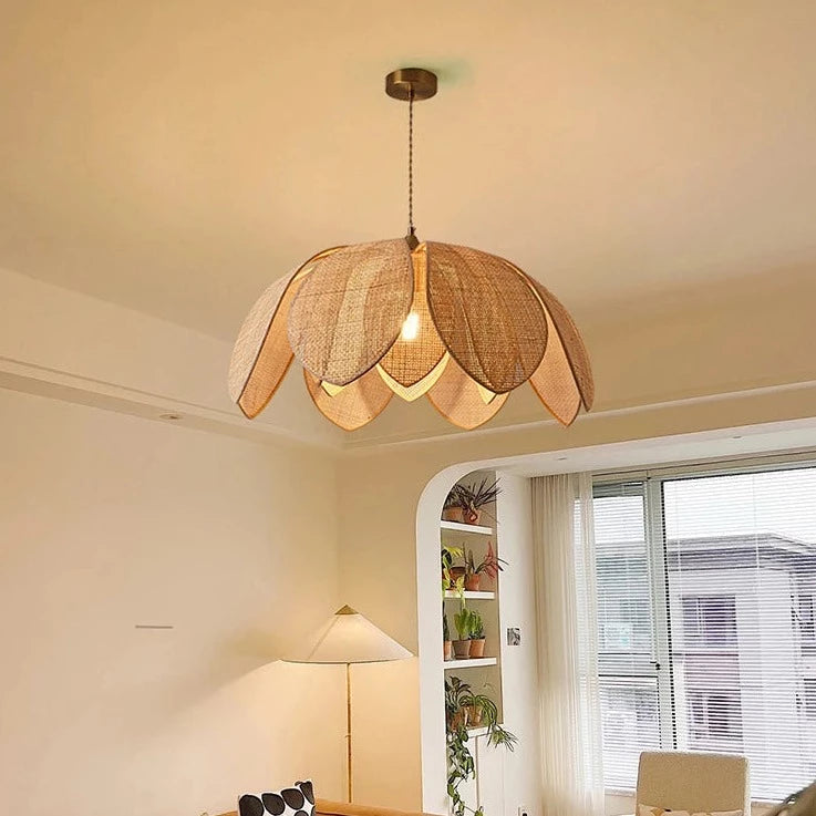 Japanese rattan petal pendant light - vue 4 sur 12
