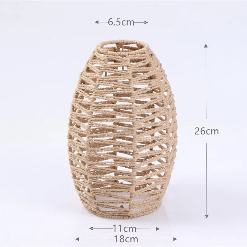 Rattan pendant chandelier with lampshade for hanging lighting - vue 12 sur 17