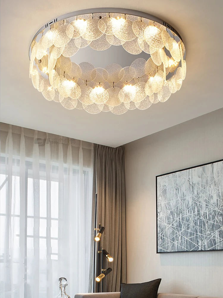 Modern chrome glass ceiling light chandelier decoration 2024