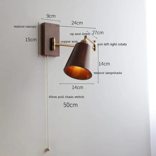Ash and walnut wood LED wall light - vue 12 sur 23