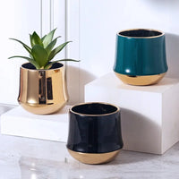 gold ceramic flower pot for modern interior decoration