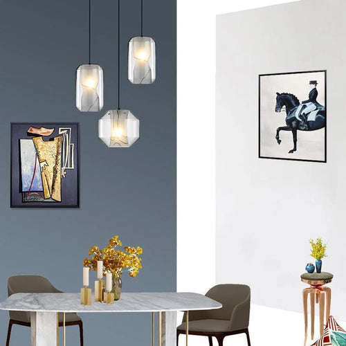 Nordic design glass LED ceiling light decorative indoor fixture - vue 3 sur 8